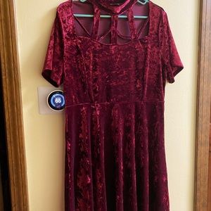 Beautiful Crushed Velvet Burgundy Dress